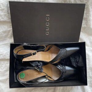 Gucci Leather Lasercut Accents D'Orsay Pumps